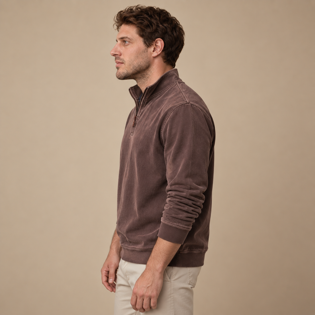 Herresweater med lynlås