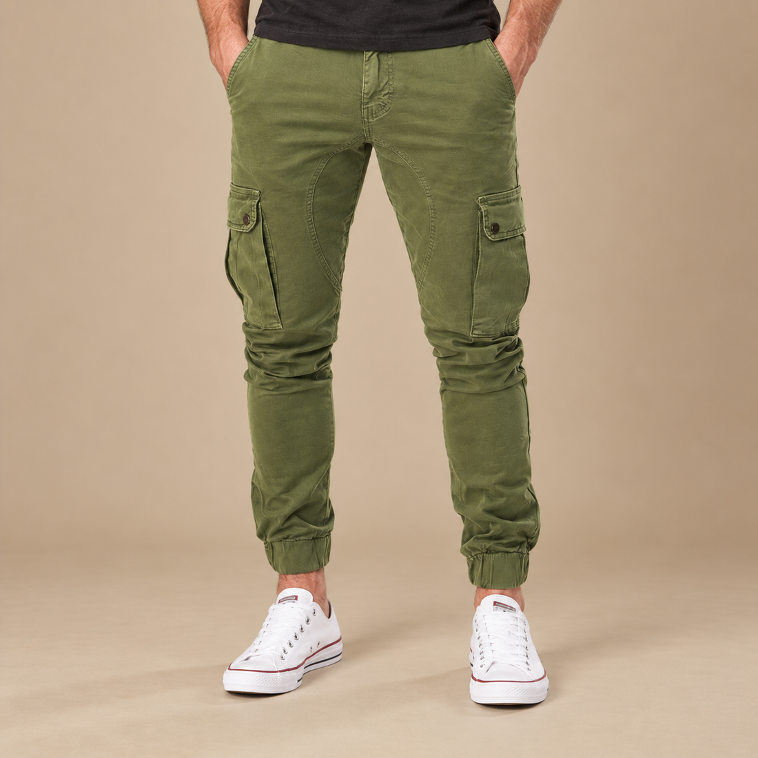 Taktiske bukser til herre med slim fit og dybe lommer