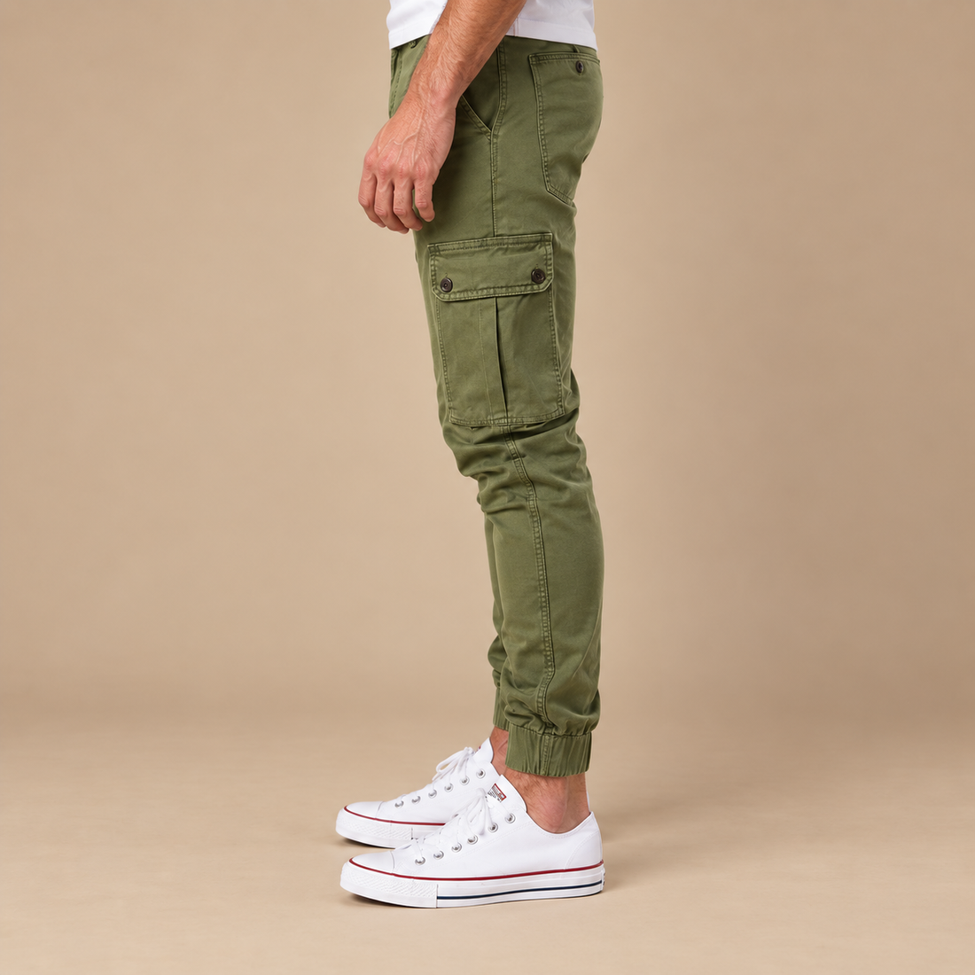 Taktiske bukser til herre med slim fit og dybe lommer