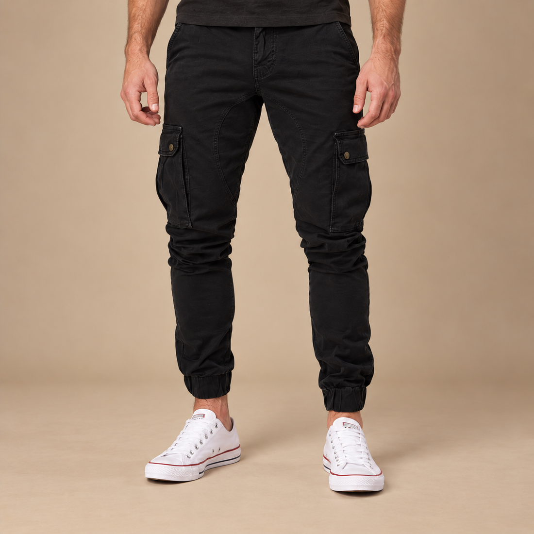 Taktiske bukser til herre med slim fit og dybe lommer