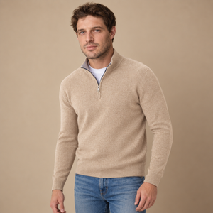 Krøllefri herresweater med halv lynlås
