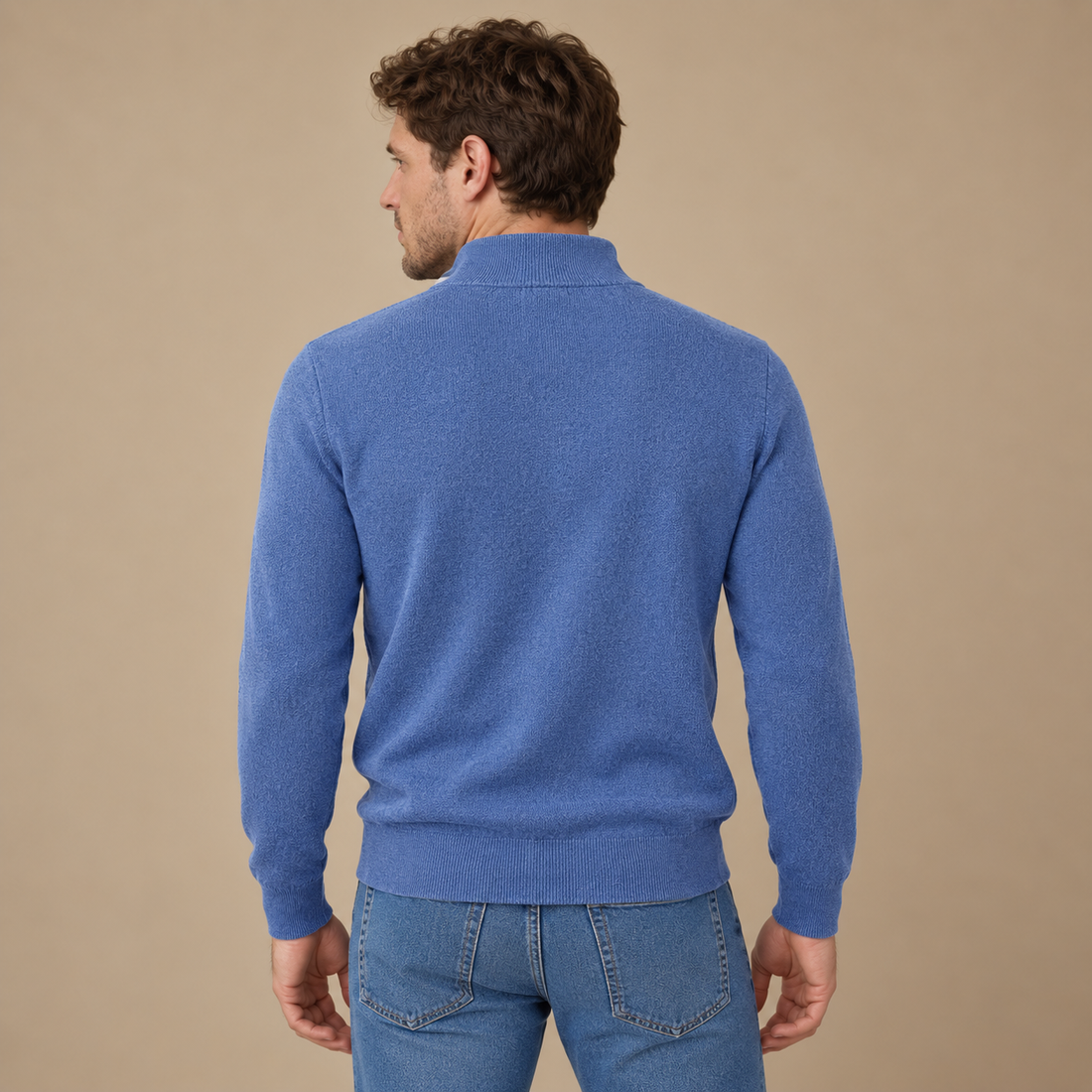 Krøllefri herresweater med halv lynlås