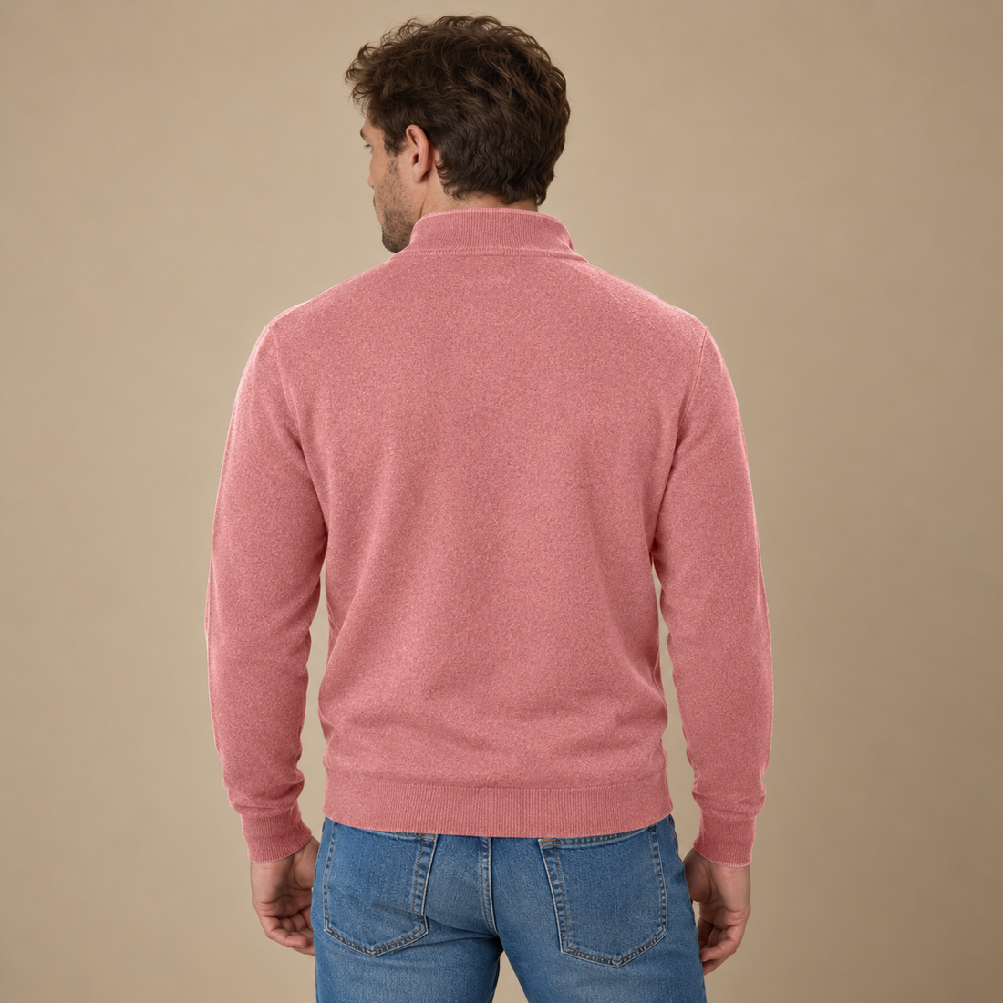 Krøllefri herresweater med halv lynlås