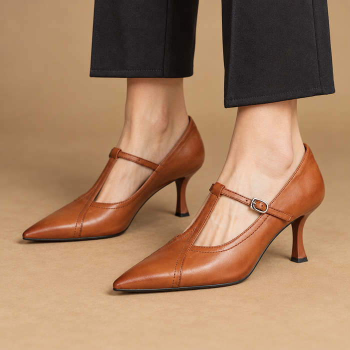 Vintage pumps til dame med T-rem
