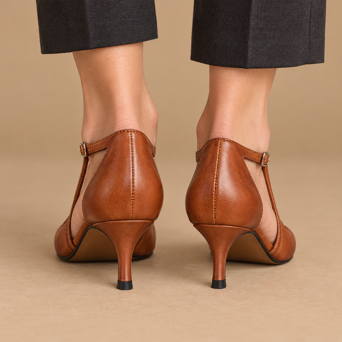 Vintage pumps til dame med T-rem