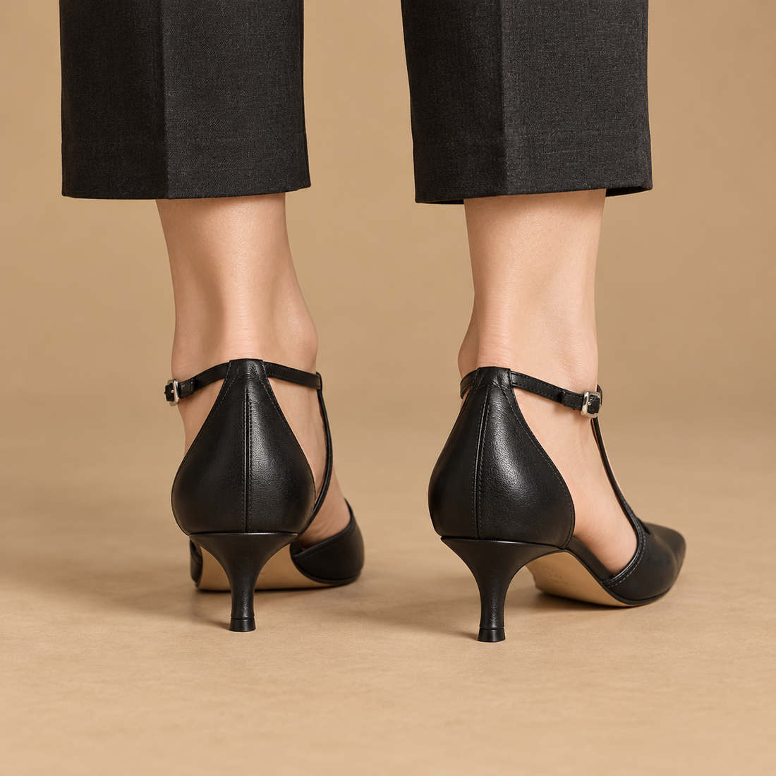 Vintage pumps til dame med T-rem