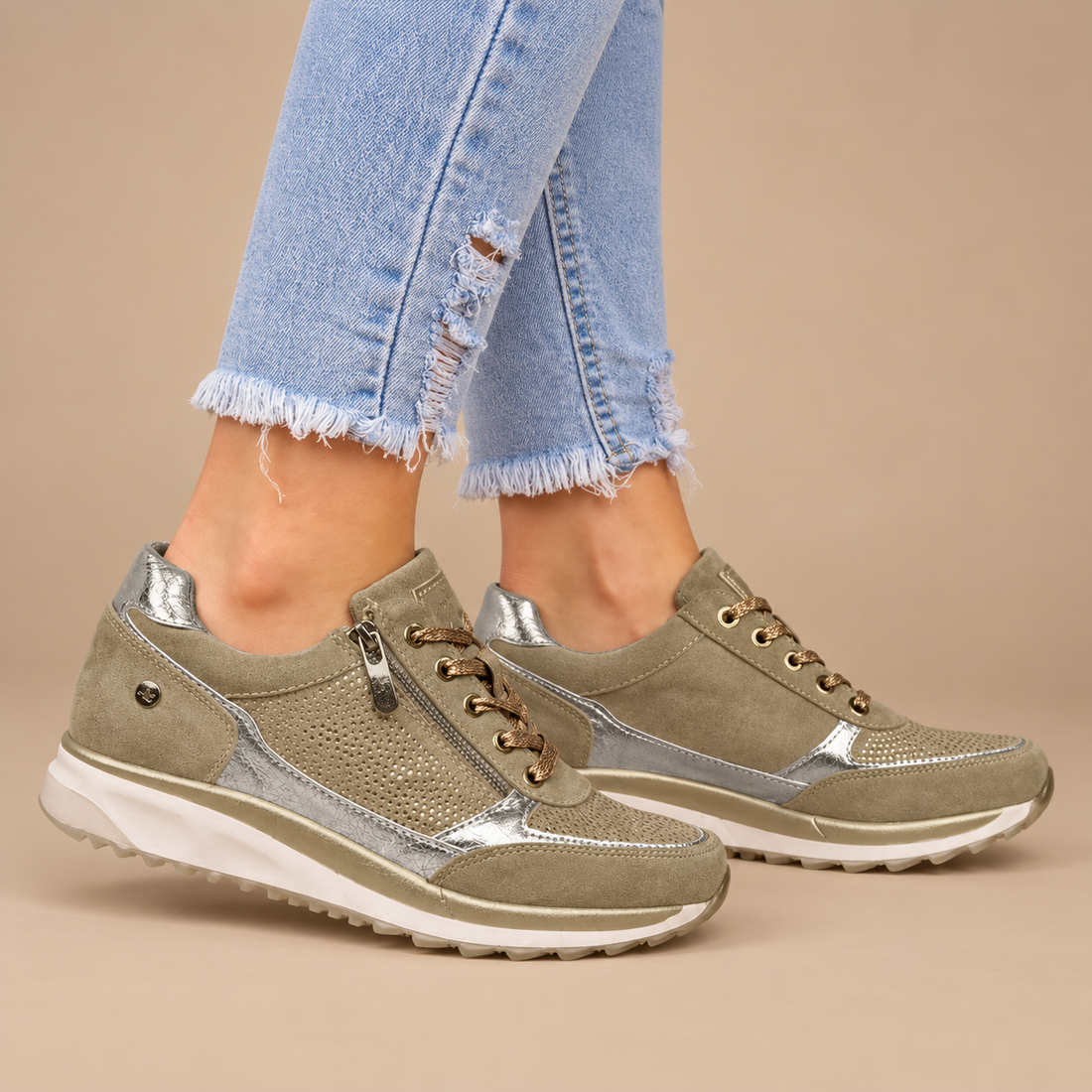Ortopædiske sneakers til dame med lynlås