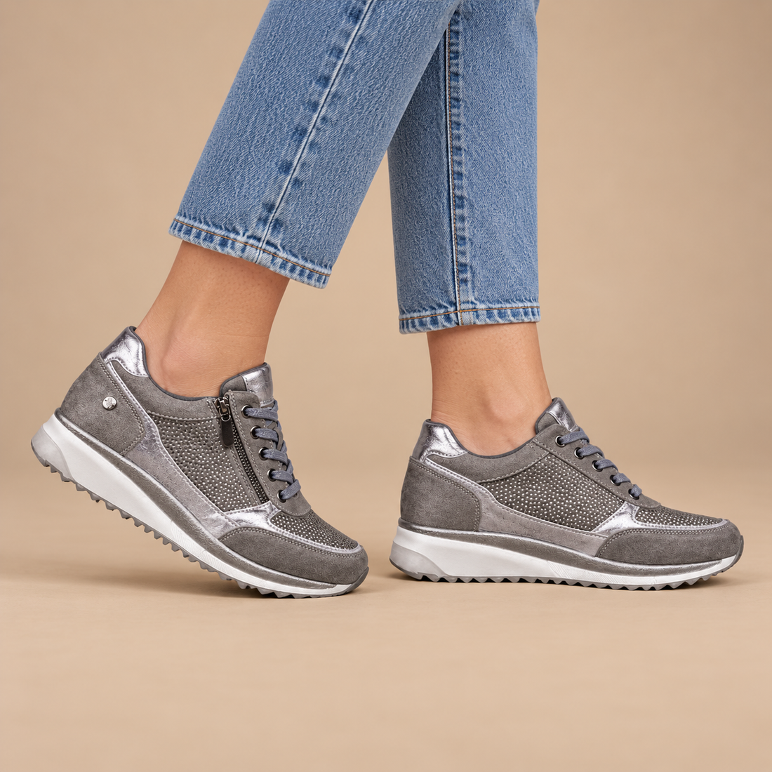 Ortopædiske sneakers til dame med lynlås