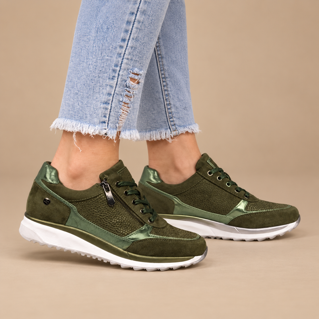 Ortopædiske sneakers til dame med lynlås