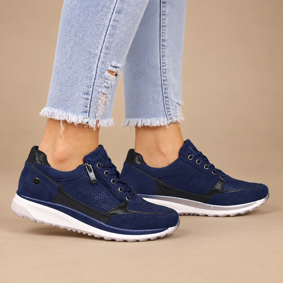 Ortopædiske sneakers til dame med lynlås