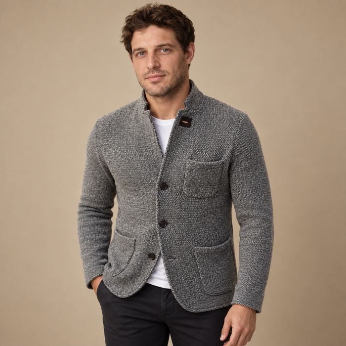 Slim fit strikcardigan til herre