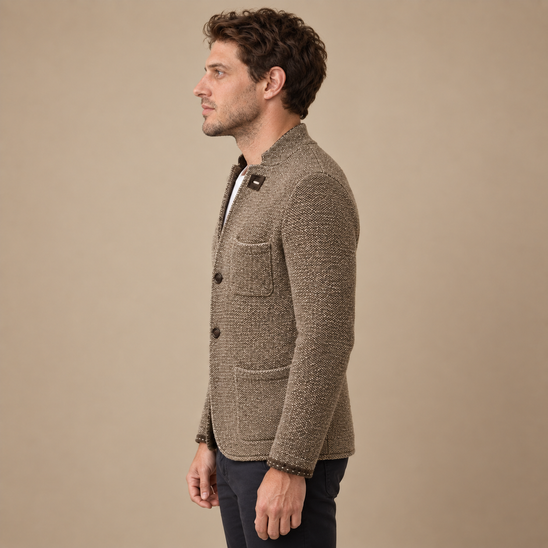 Slim fit strikcardigan til herre