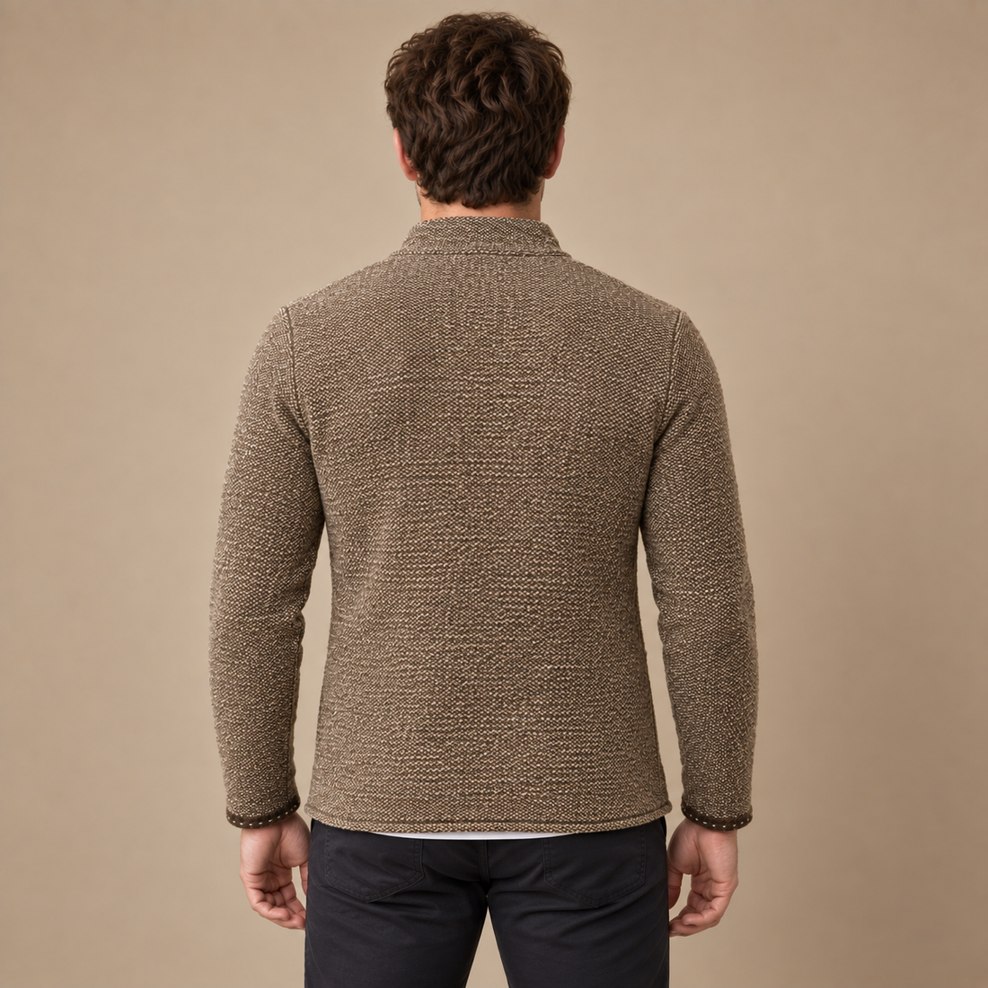 Slim fit strikcardigan til herre