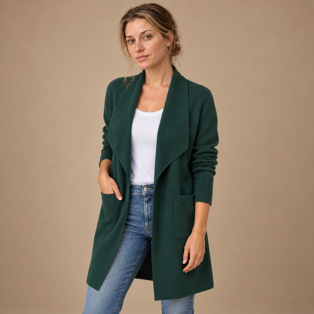 Lang cardigan til dame