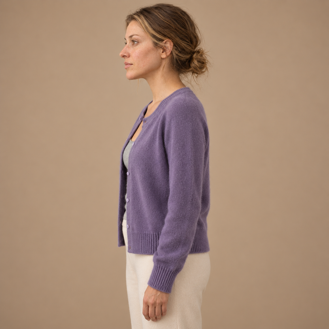 Strikcardigan til dame med knapper