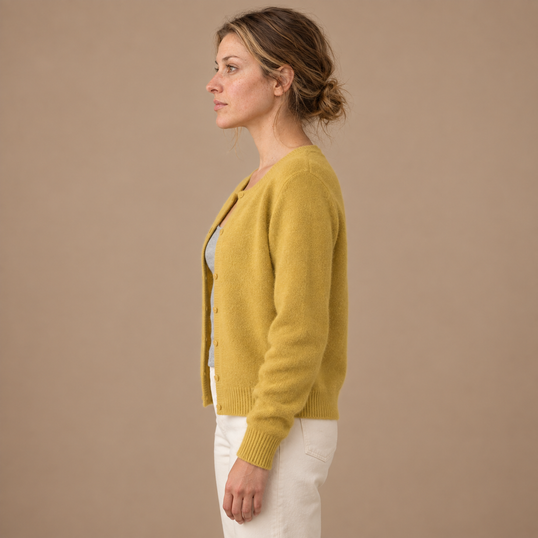 Strikcardigan til dame med knapper