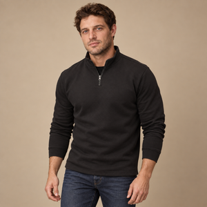 Herresweater med kvart lynlås