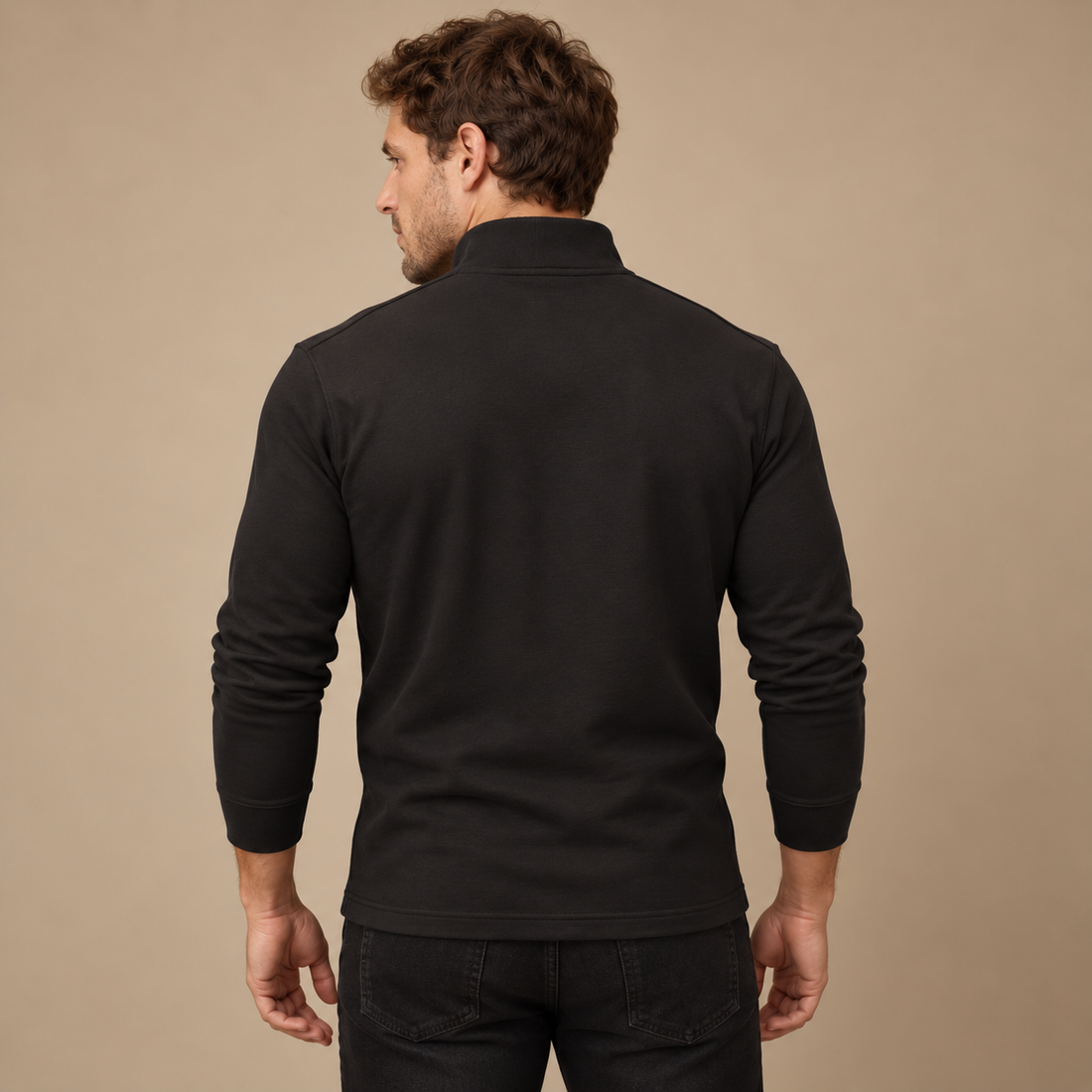 Herresweater med kvart lynlås