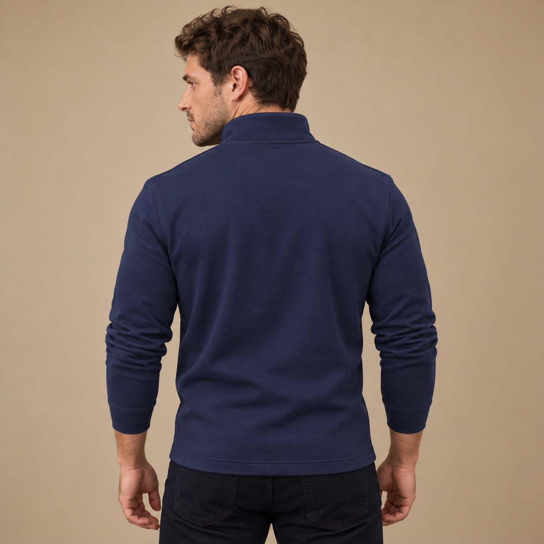 Herresweater med kvart lynlås