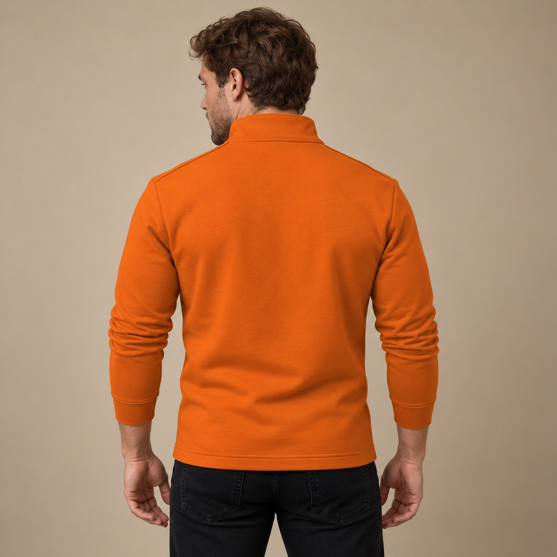 Herresweater med kvart lynlås