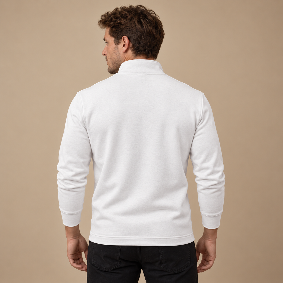 Herresweater med kvart lynlås