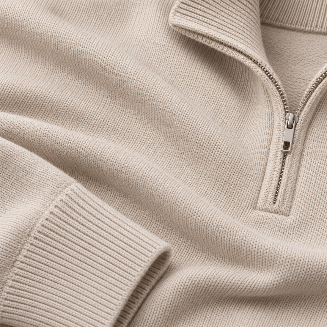 Herresweater med kvart lynlås i slim fit