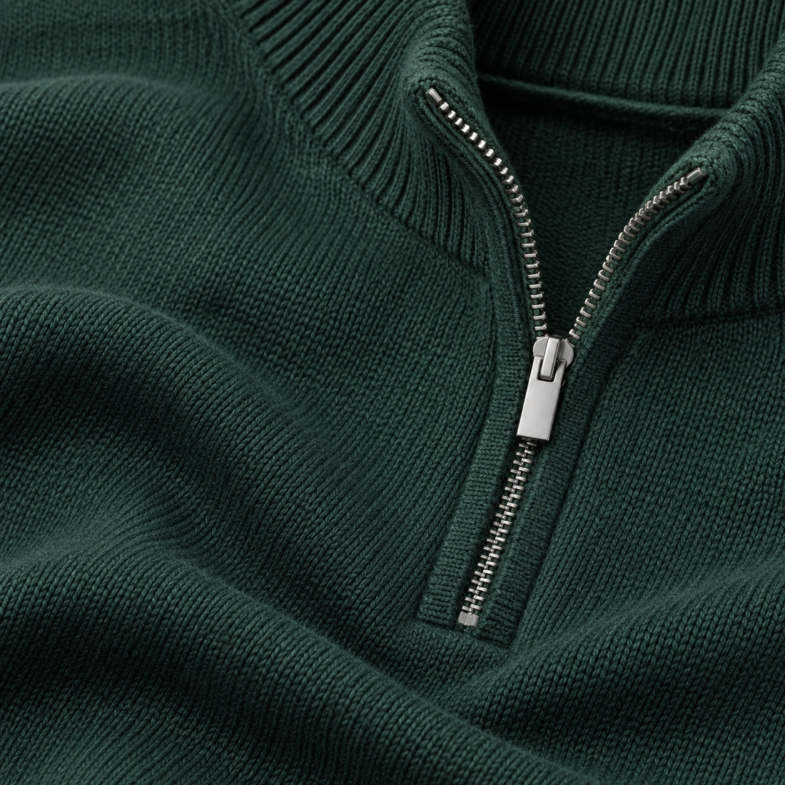 Herresweater med kvart lynlås i slim fit