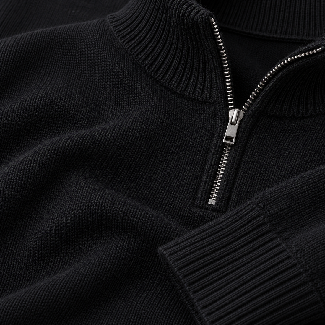 Herresweater med kvart lynlås i slim fit