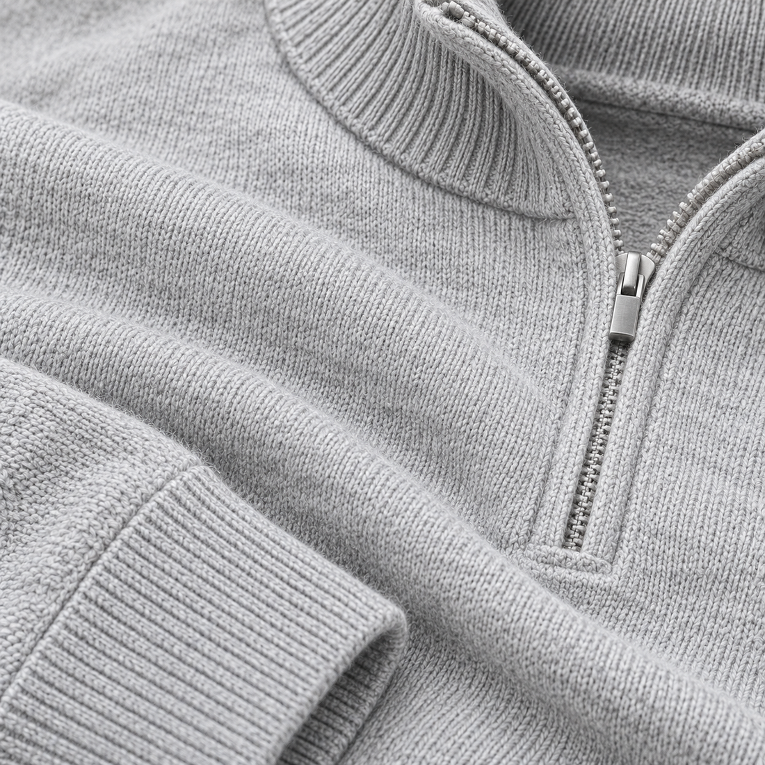 Herresweater med kvart lynlås i slim fit