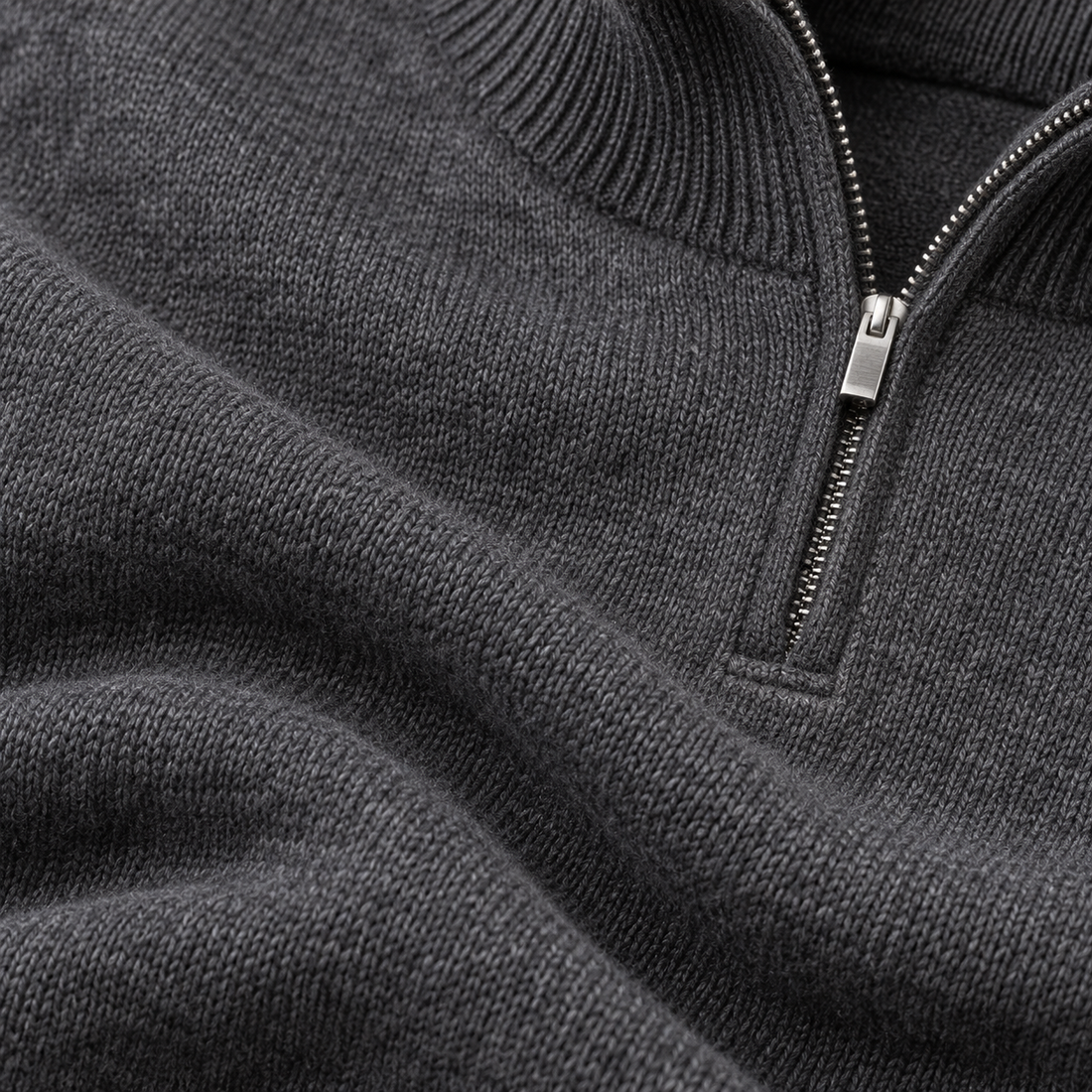 Herresweater med kvart lynlås i slim fit