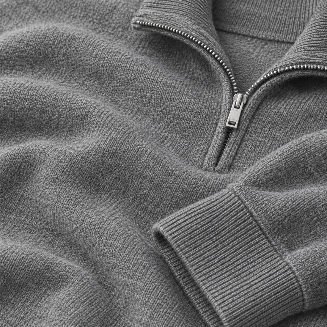 Herresweater med lynlåskrave