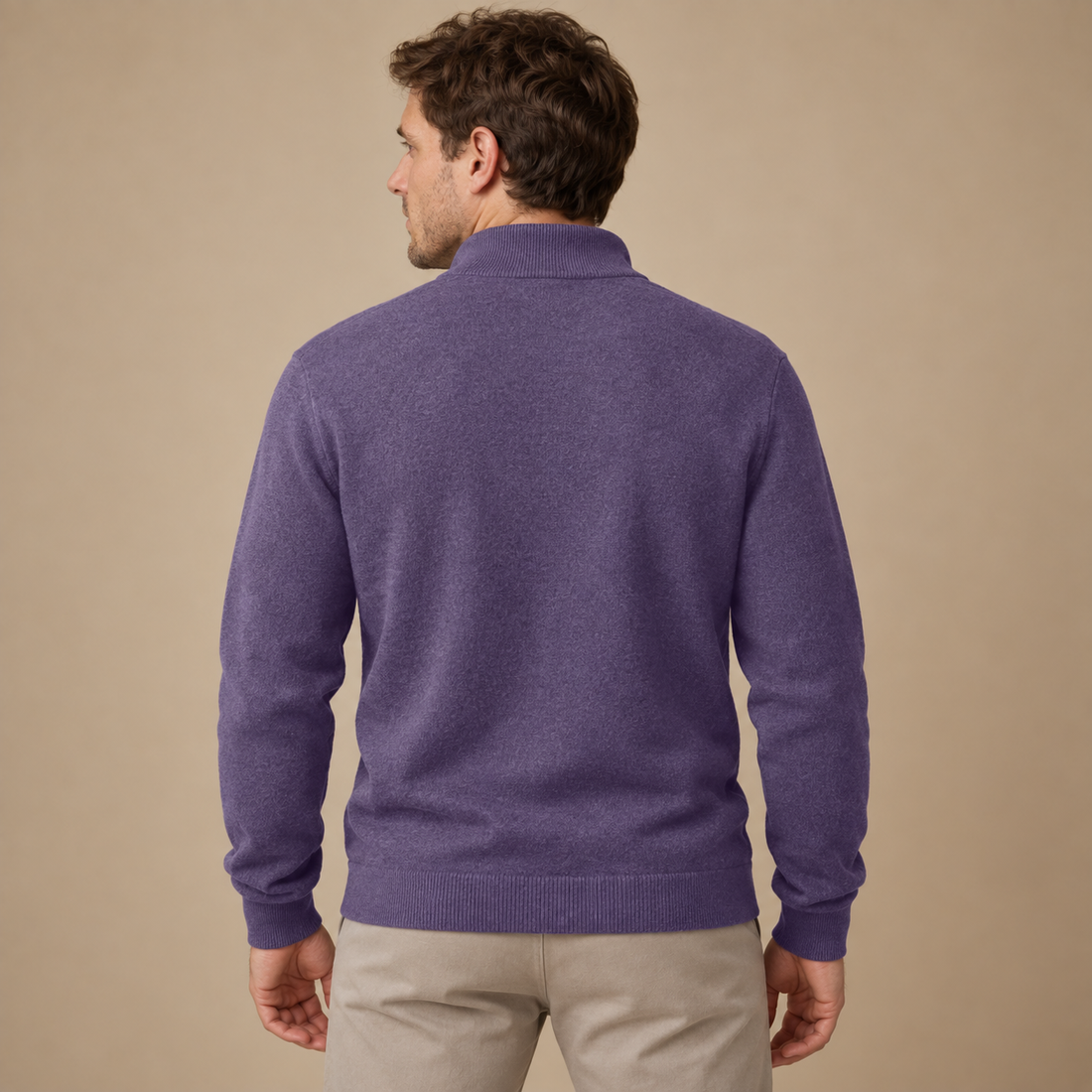 Herresweater med lynlåskrave