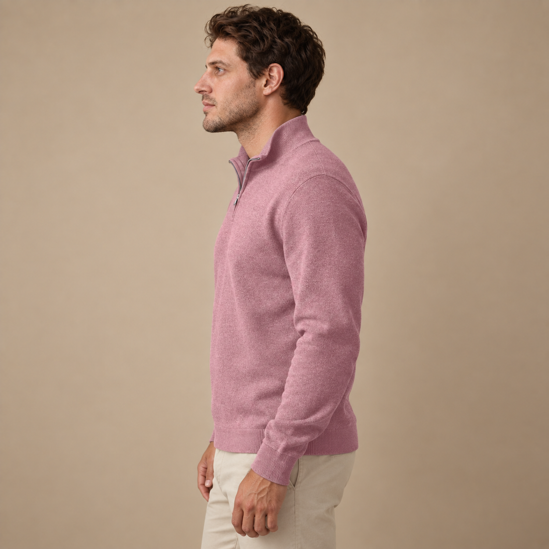 Herresweater med lynlåskrave