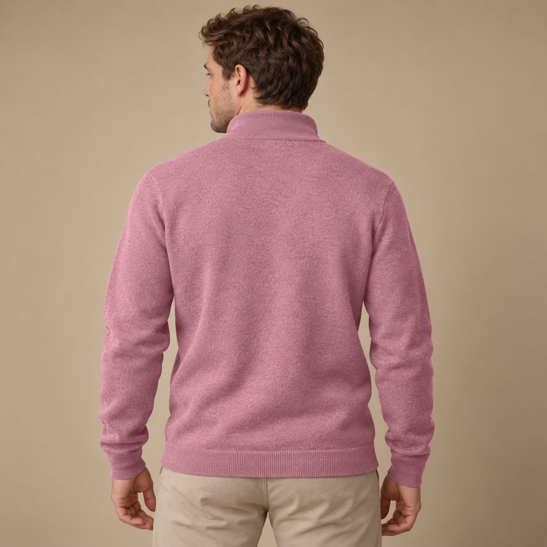 Herresweater med lynlåskrave