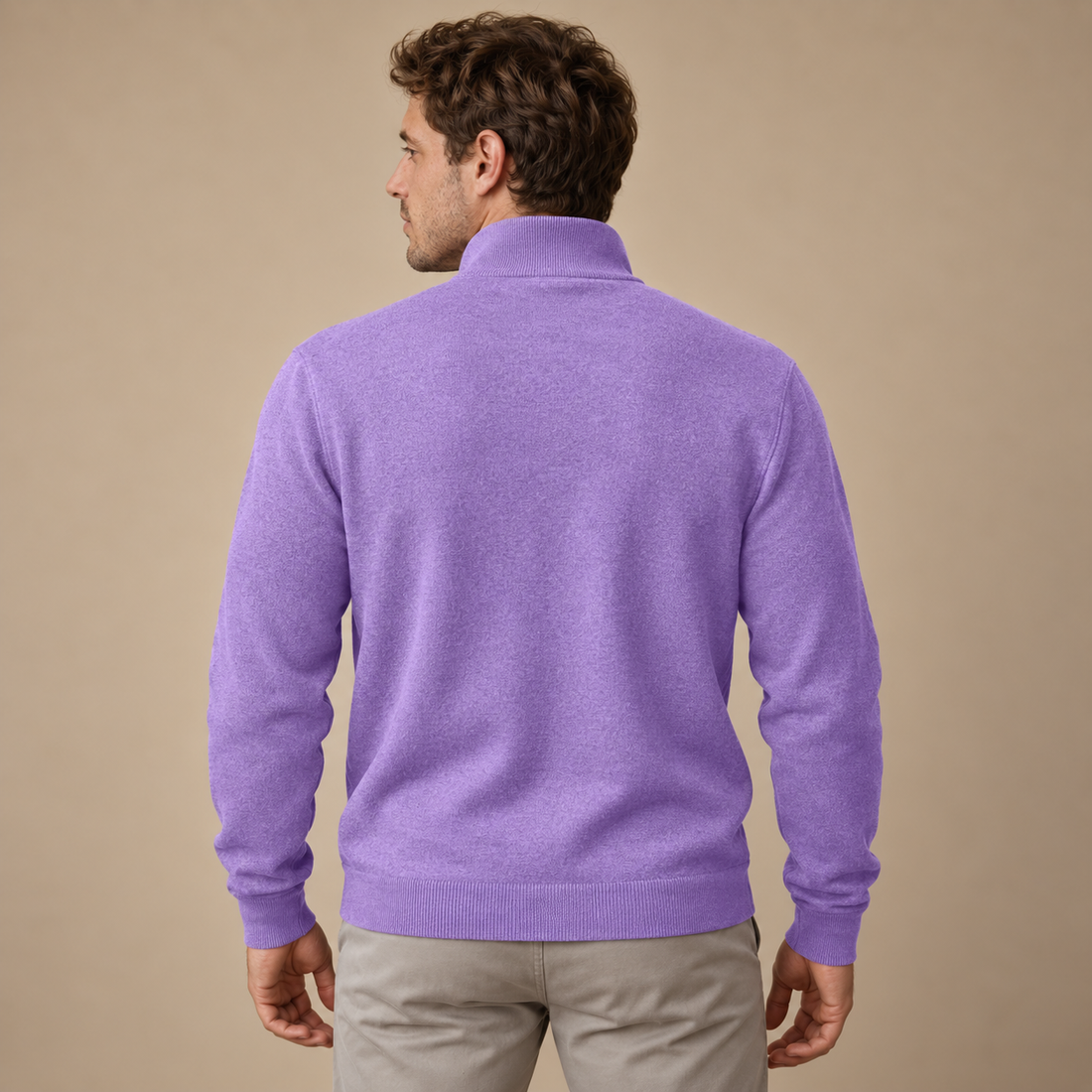 Herresweater med lynlåskrave