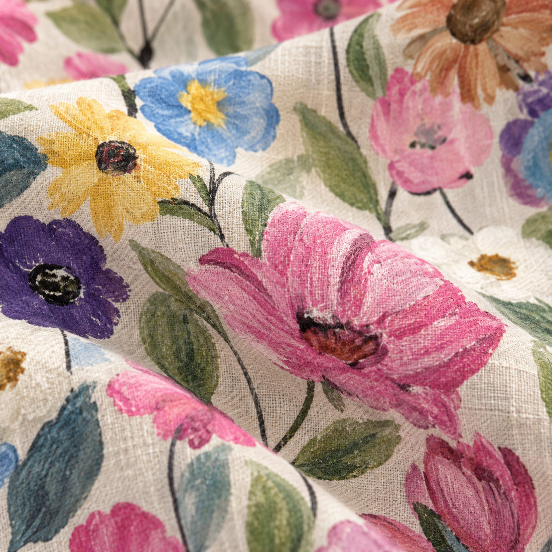 Bluse til dame med blomsterprint og løs pasform