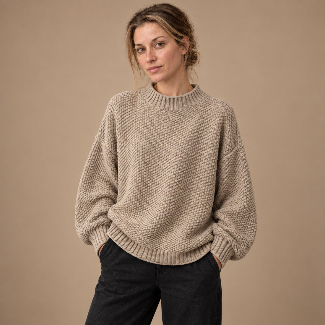 Strikket damesweater, one size