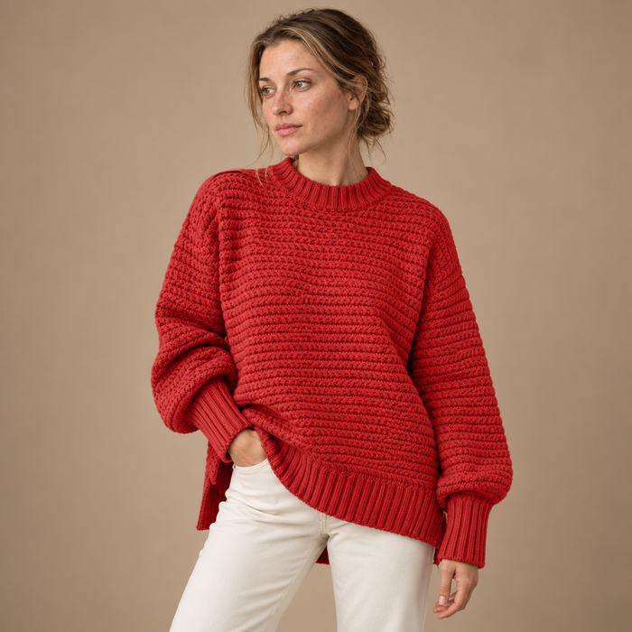 Varm rullekravesweater til dame