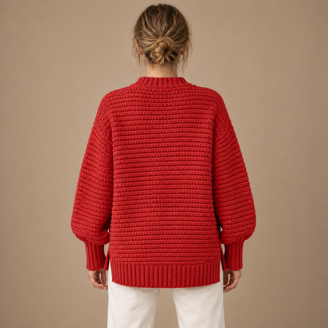 Varm rullekravesweater til dame