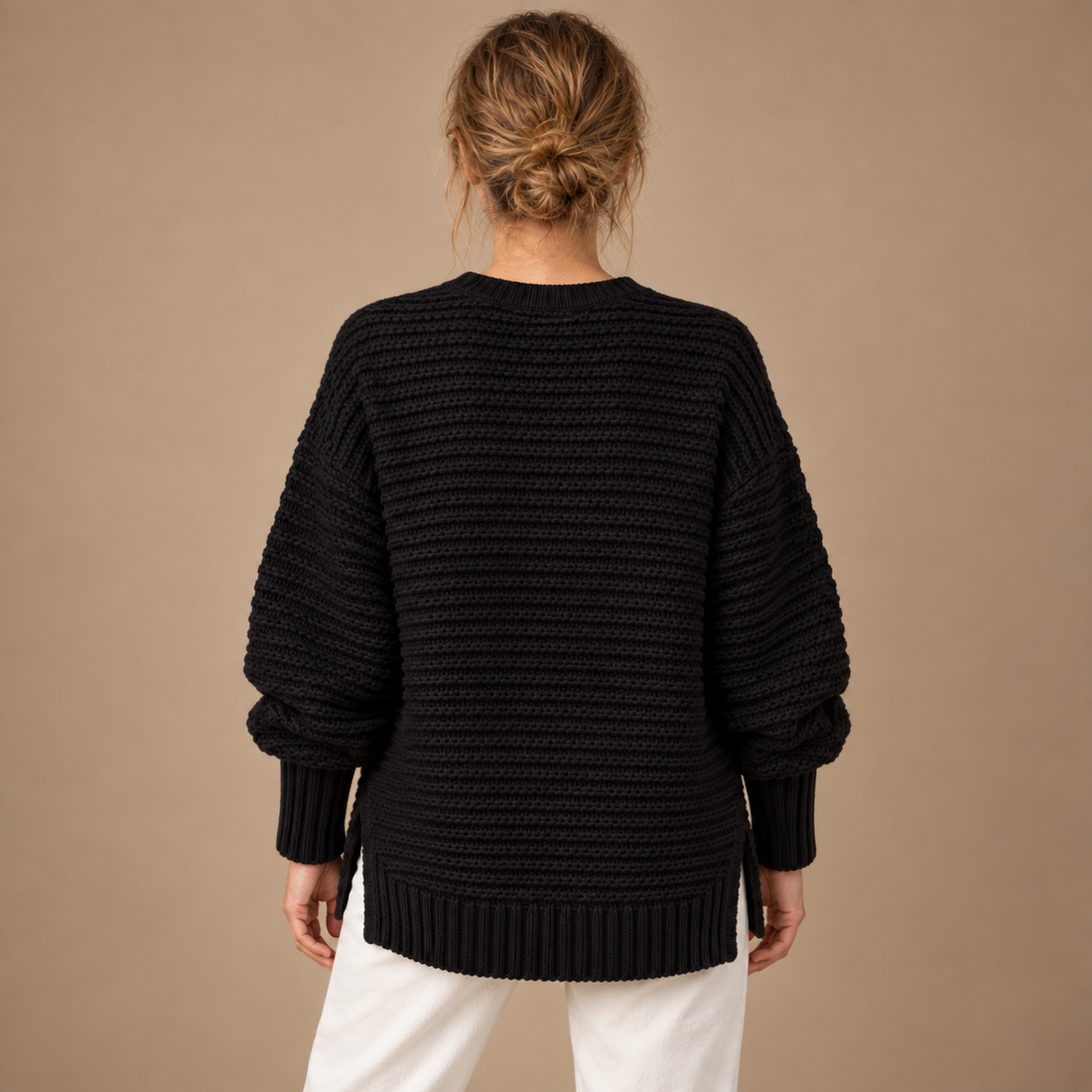 Varm rullekravesweater til dame