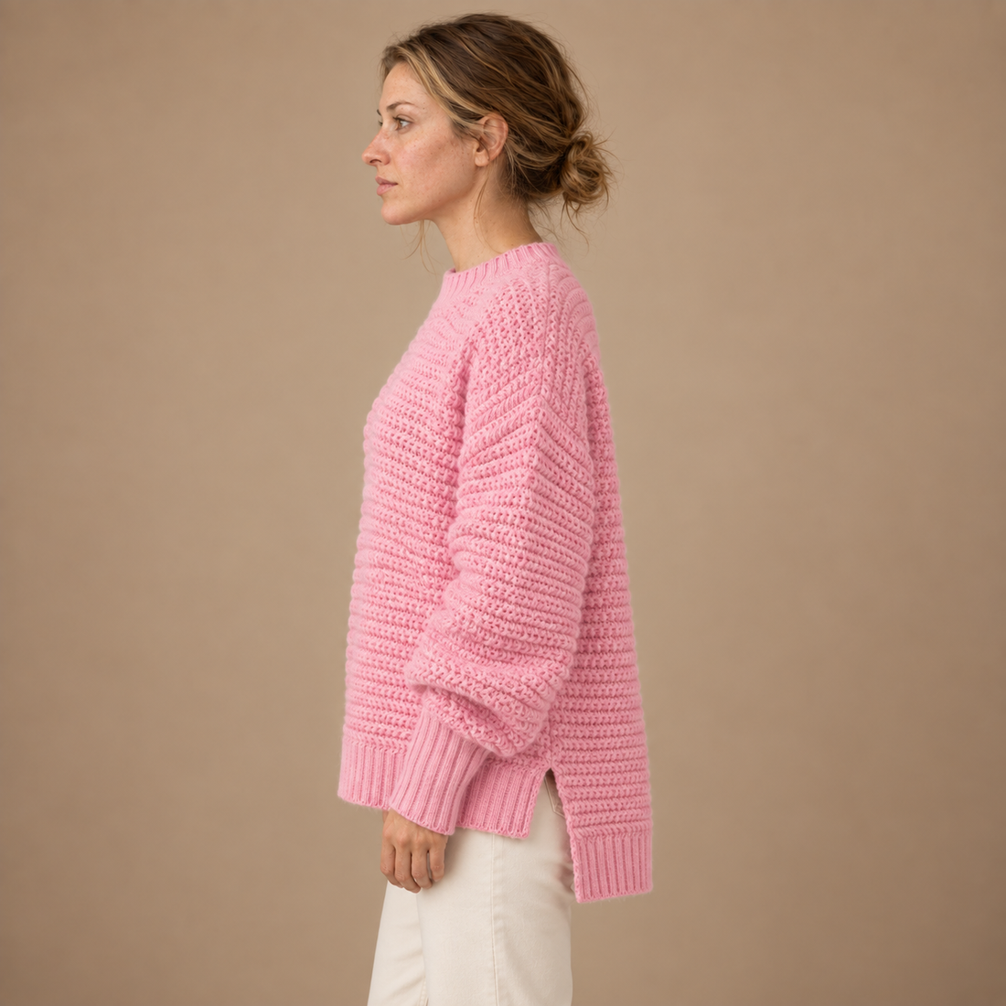 Varm rullekravesweater til dame