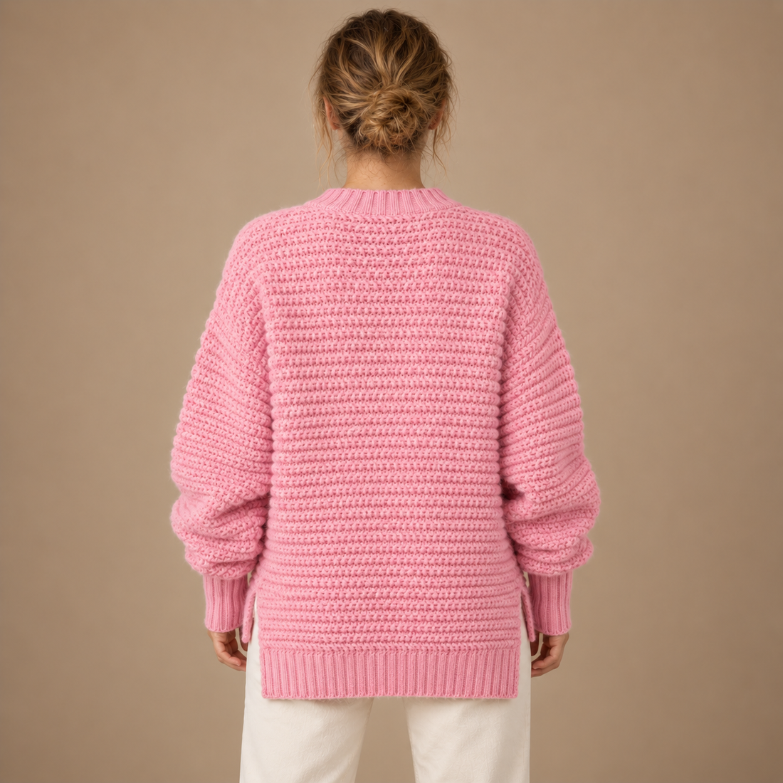 Varm rullekravesweater til dame