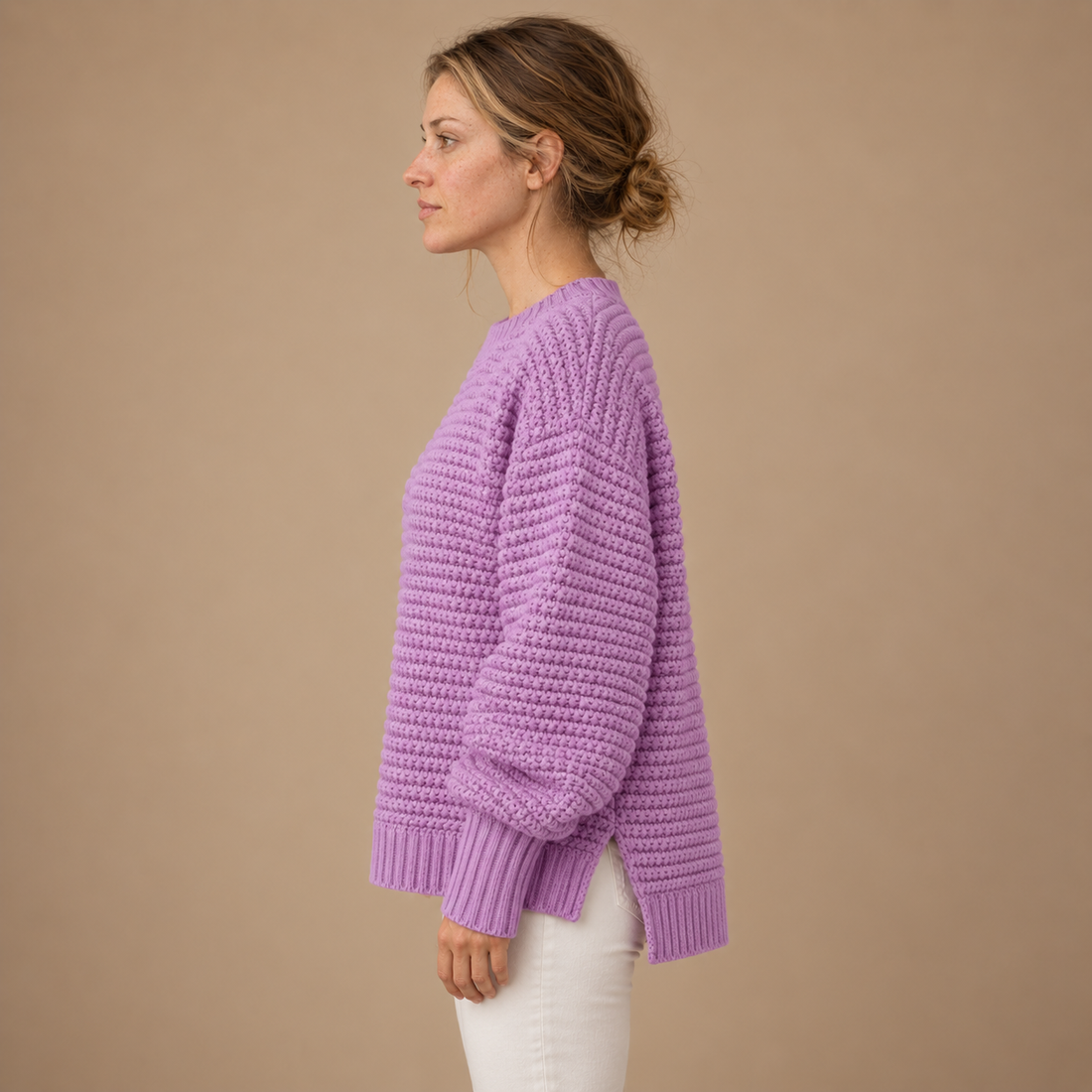 Varm rullekravesweater til dame