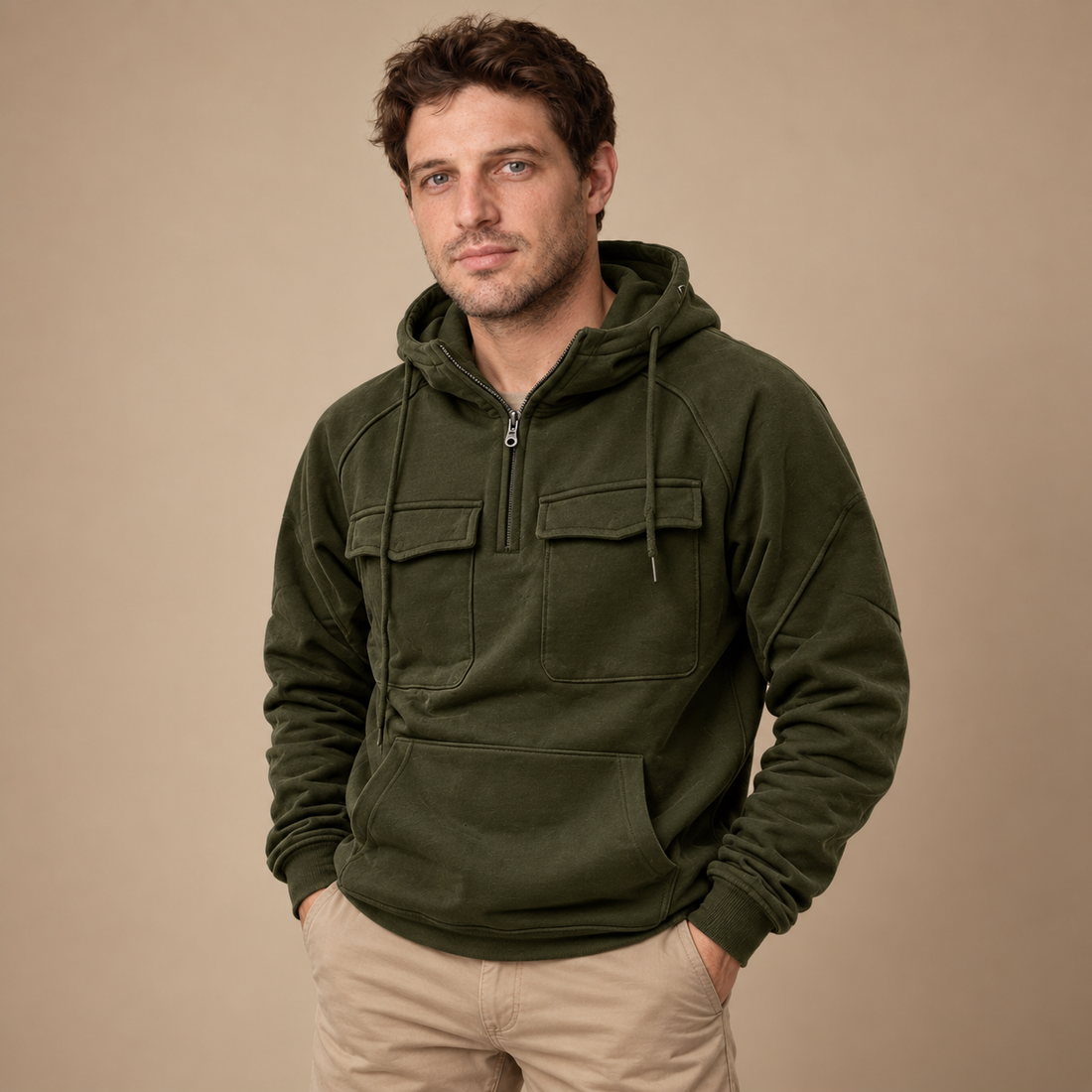 Strikket herresweater med slank pasform