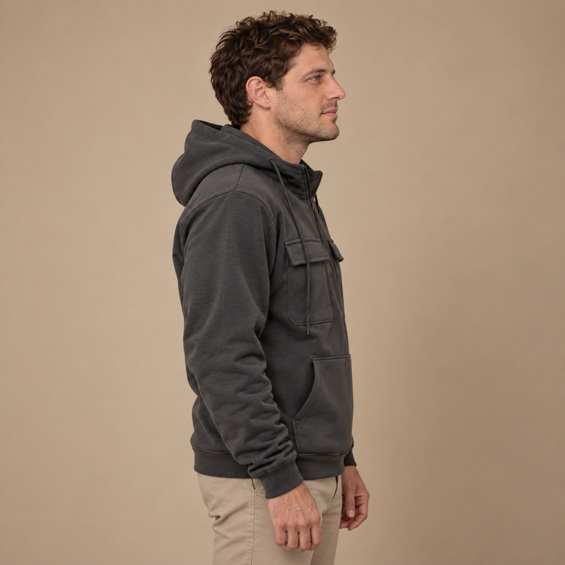 Strikket herresweater med slank pasform