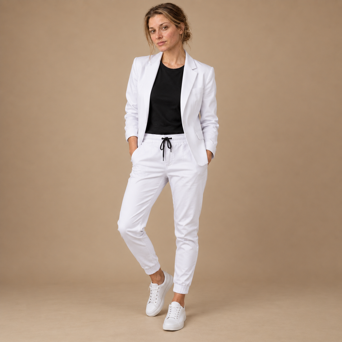 Buksedragt til dame med blazer og lige bukser