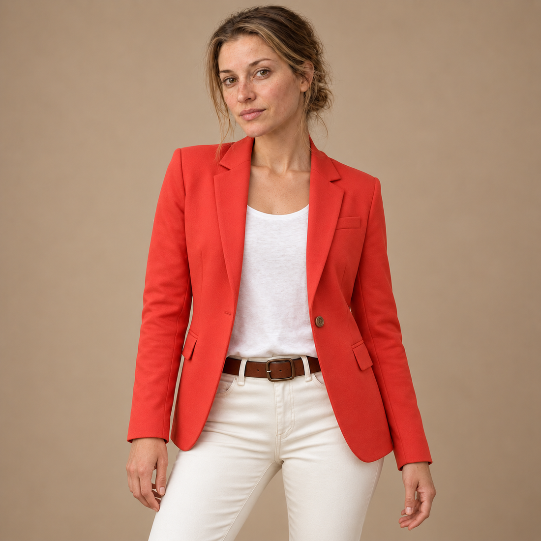 Taljeret blazer til dame med én knap