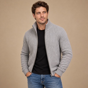 Herrecardigan i ribstrik