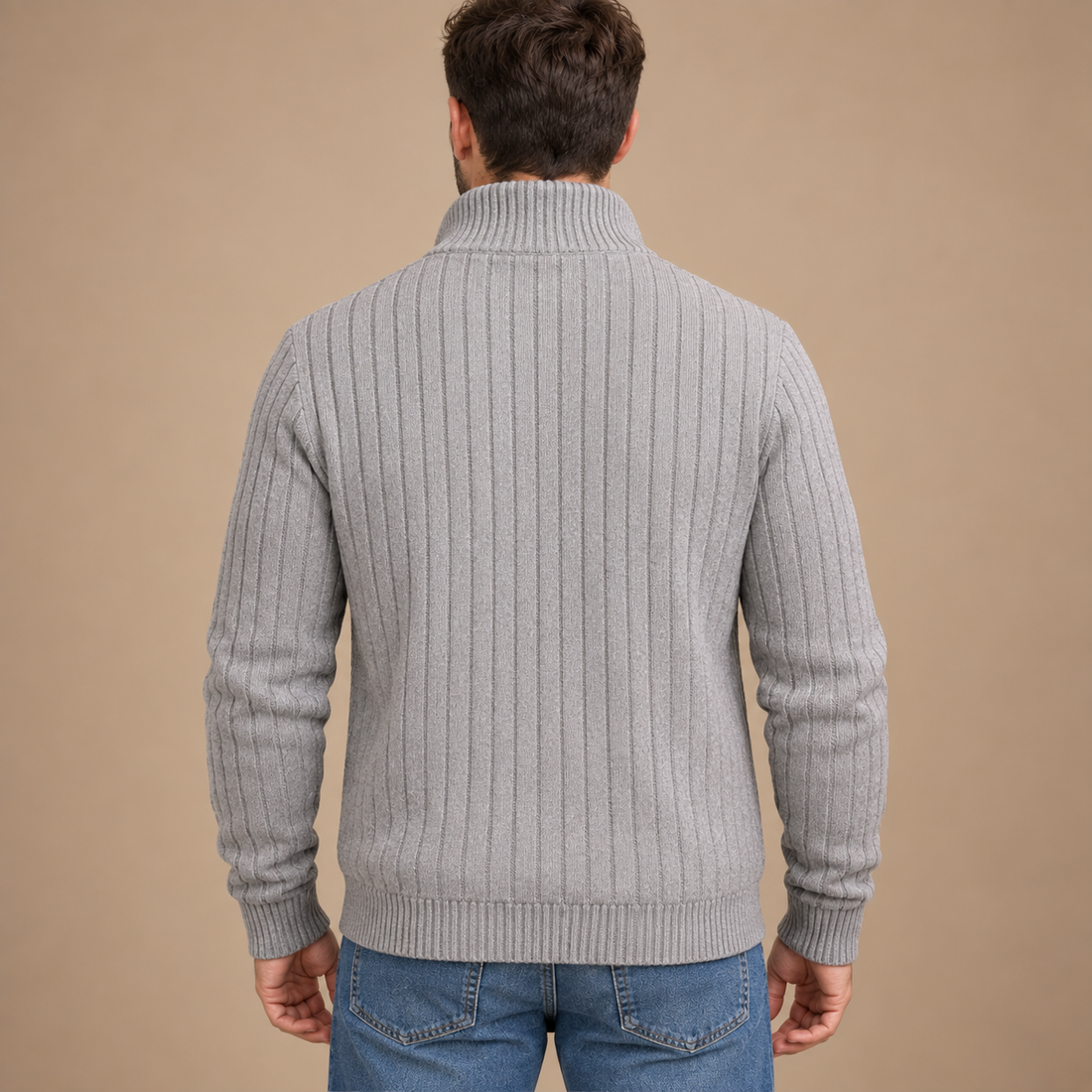 Herrecardigan i ribstrik