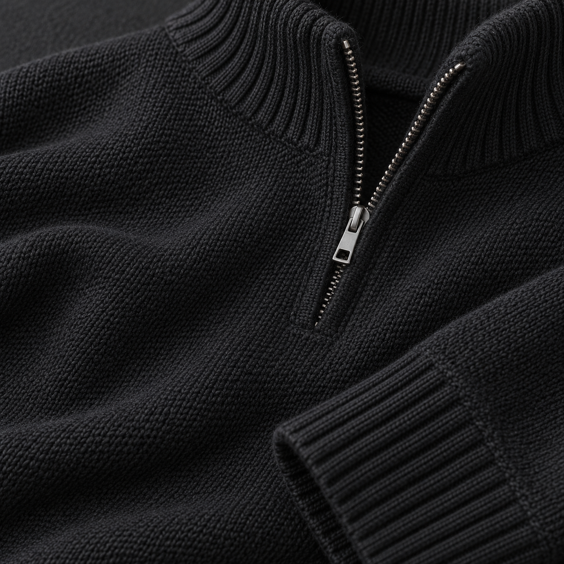 Herresweater med halv lynlås i slim fit